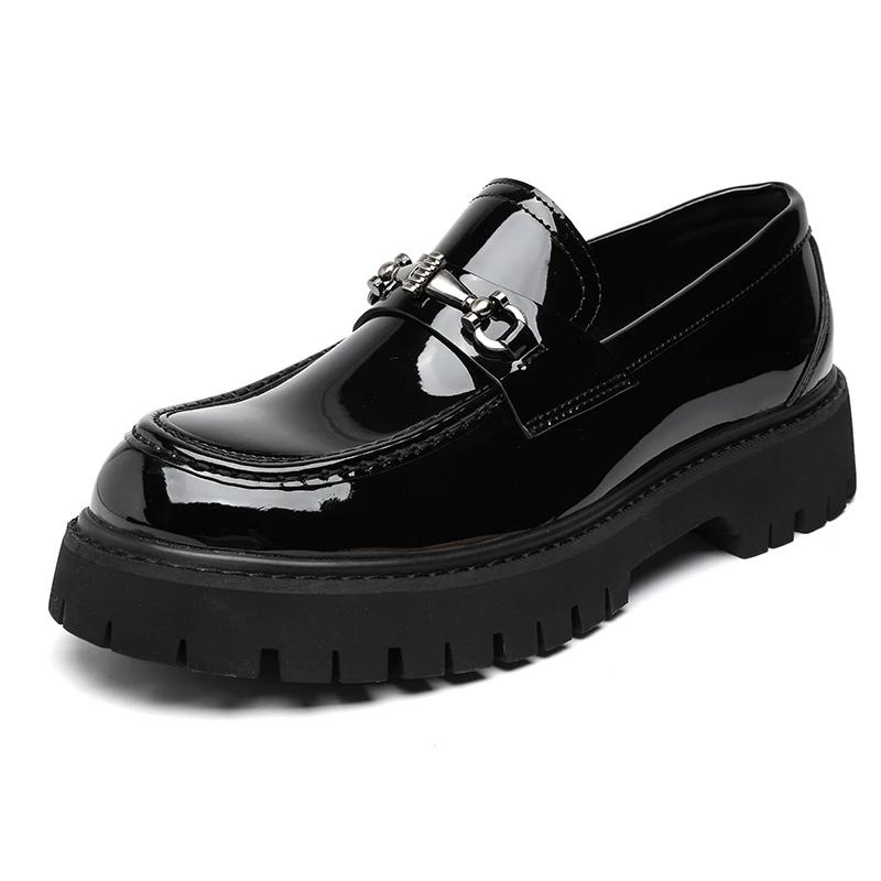 Fashion Comfortable Club Shoe Men Stylish Thick Bottom Footwear All-match Man Leather Loafers Lightweight Flats Business Work Shoes Male