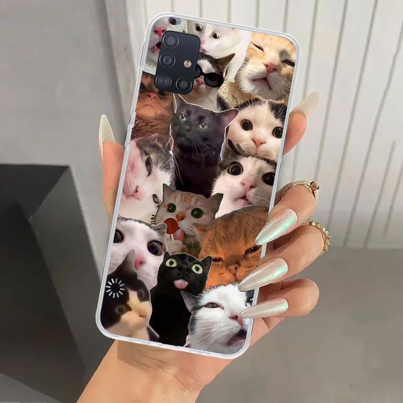 Crying Cat Memes Phone Case for Samsung Galaxy A52 A32 A22 A12 A02S A50S A30S A10S Note 20 Ultra 10 Plus S10 A31 A20 A71 A72 Gal