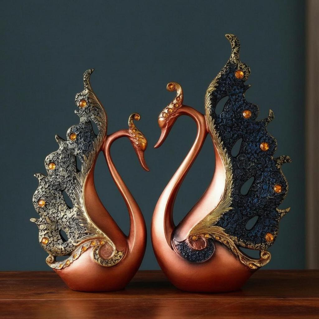 Peacock Figurines Ornate Figurine European-Style Resin for