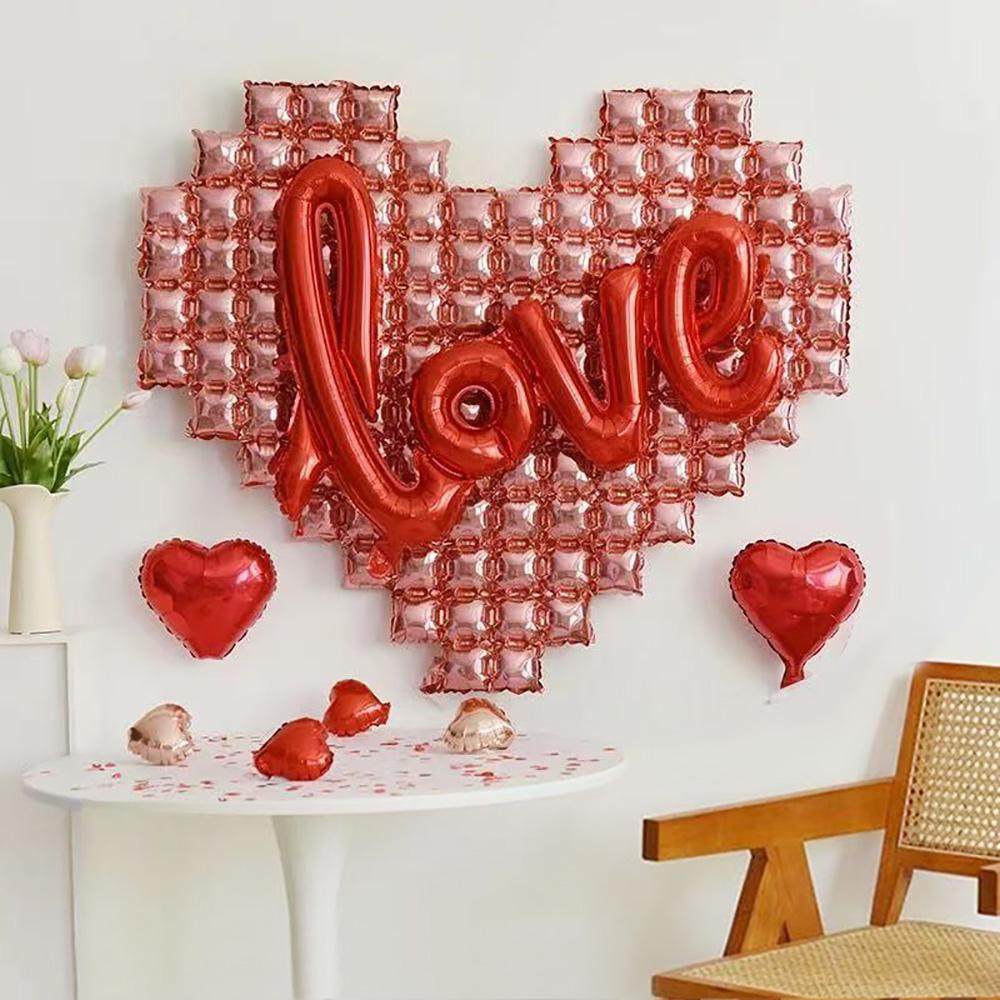 Wedding Season Love and Red Heart Balloon Set, Wedding Season Decoration, Anniversary, Romantic Mother's Day Decoration