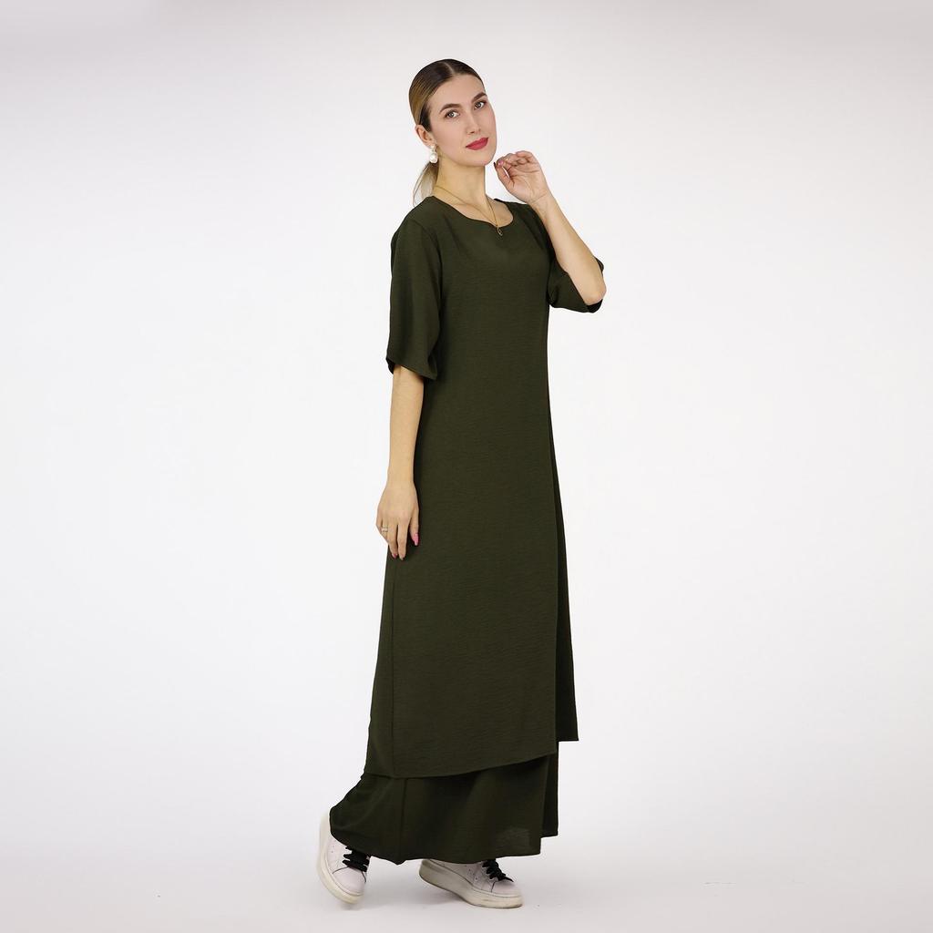 Loriya Solid Color Dress Two-Piece Set - Middle East Edition 2023