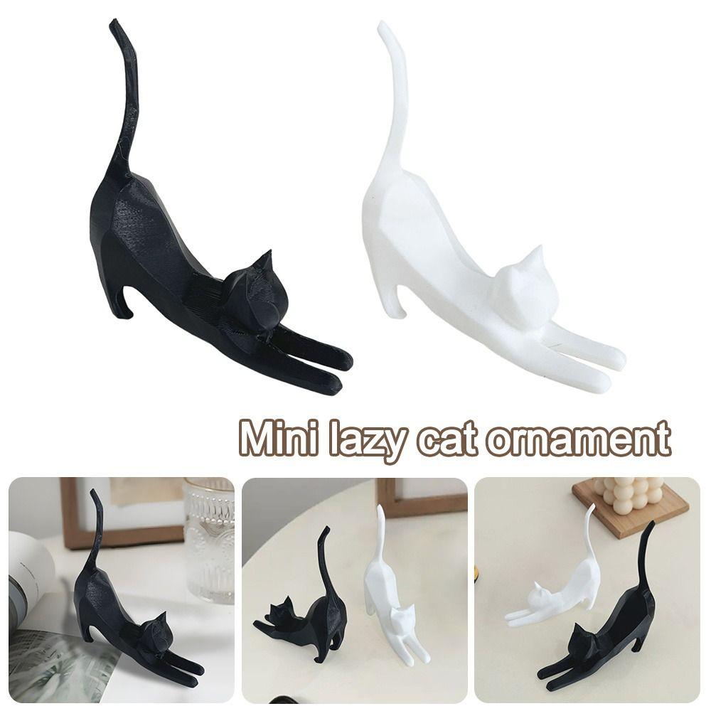 Stretching Kitten Funny Cat Ornaments Carved Kitten Statue Creative Miniature Figurines Garden