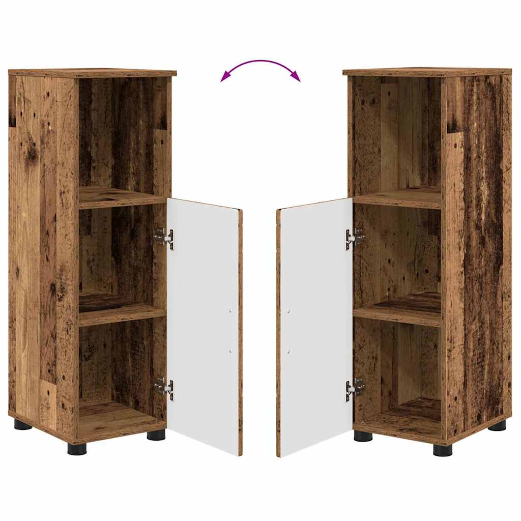 Bathroom Cabinet with Storage and Door Rustic Wood Finish 30 X 35 X 95 Cm