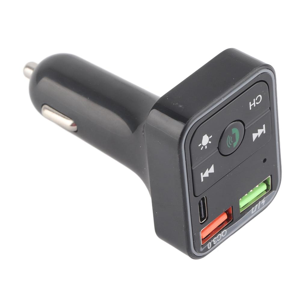 Car Transmitter Wireless Adapter Handsfree Call Music Dual USB Port 1 Type C 7 Colorful Light Car Accessory DC12‑24V