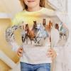Animal Horse Children's 3D Digital Printing Girl Fashion Trend Round Neck Long Sleeved T-shirt
