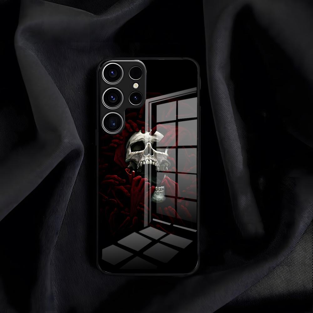 Funda de Teléfono con Patrones de Terror de Calavera Para Samsung S26 S25 Plus S20 S20 Plus S22 Ultra S23 FE S21 Plus S21 Ultra Cubierta de Cristal