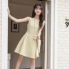 Summer Gentle Sleeveless Crew Neck Waist Dress Women's Small Skirt