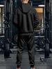 Men's Solid Color Plus Velvet Hooded Sports Set - Zipper Long Sleeve, Warm for Autumn/Winter