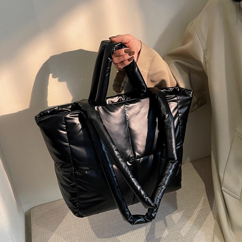 Large Capacity Underarm Bag Fashion Quilted Women Shoulder Bag Designer Space Padded Cotton Handbag Luxury Puff Shopper Tote