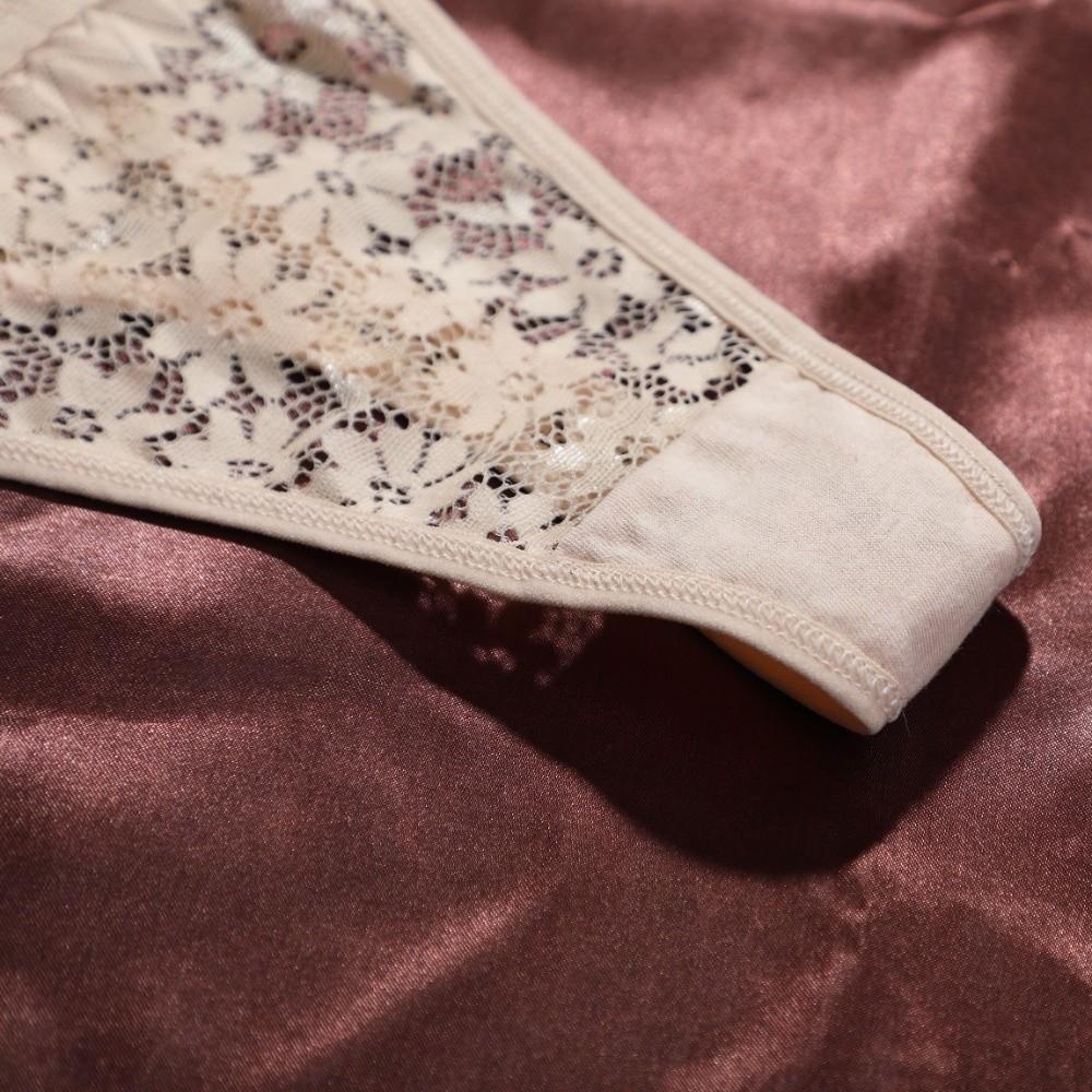 Low Waist Lace Flower Briefs Mesh T-Back Panties Comfortable Lace Thong Women  Daily Wear