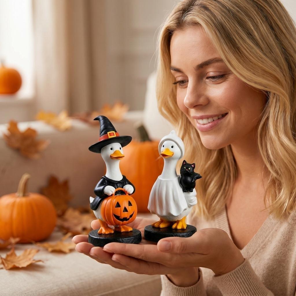Halloween Resin Figurines 2-Pack for Home Decor, Party Decorations and Decor
