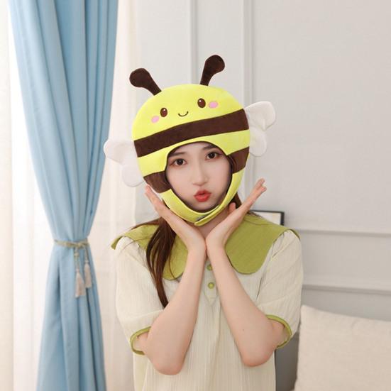 Pălărie de Spectacol Galbenă Tip Scurt cu Expresie Drăguță Pălărie Amuzantă 3D de Albină Articole de Acoperit Cap de Pluș Animal Accesorii de Costum