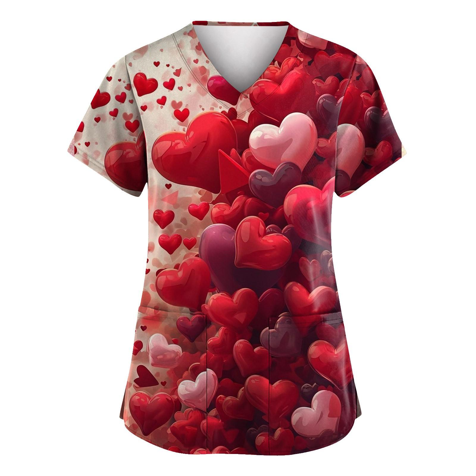 

Женские модные комбинезоны с коротким рукавом и V-образным вырезом, с карманами, на День святого Валентина, с принтом, топы, одежда XXXXL винный