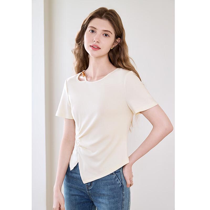 Betu Women's Beaded Hollow Short Sleeve T-shirt