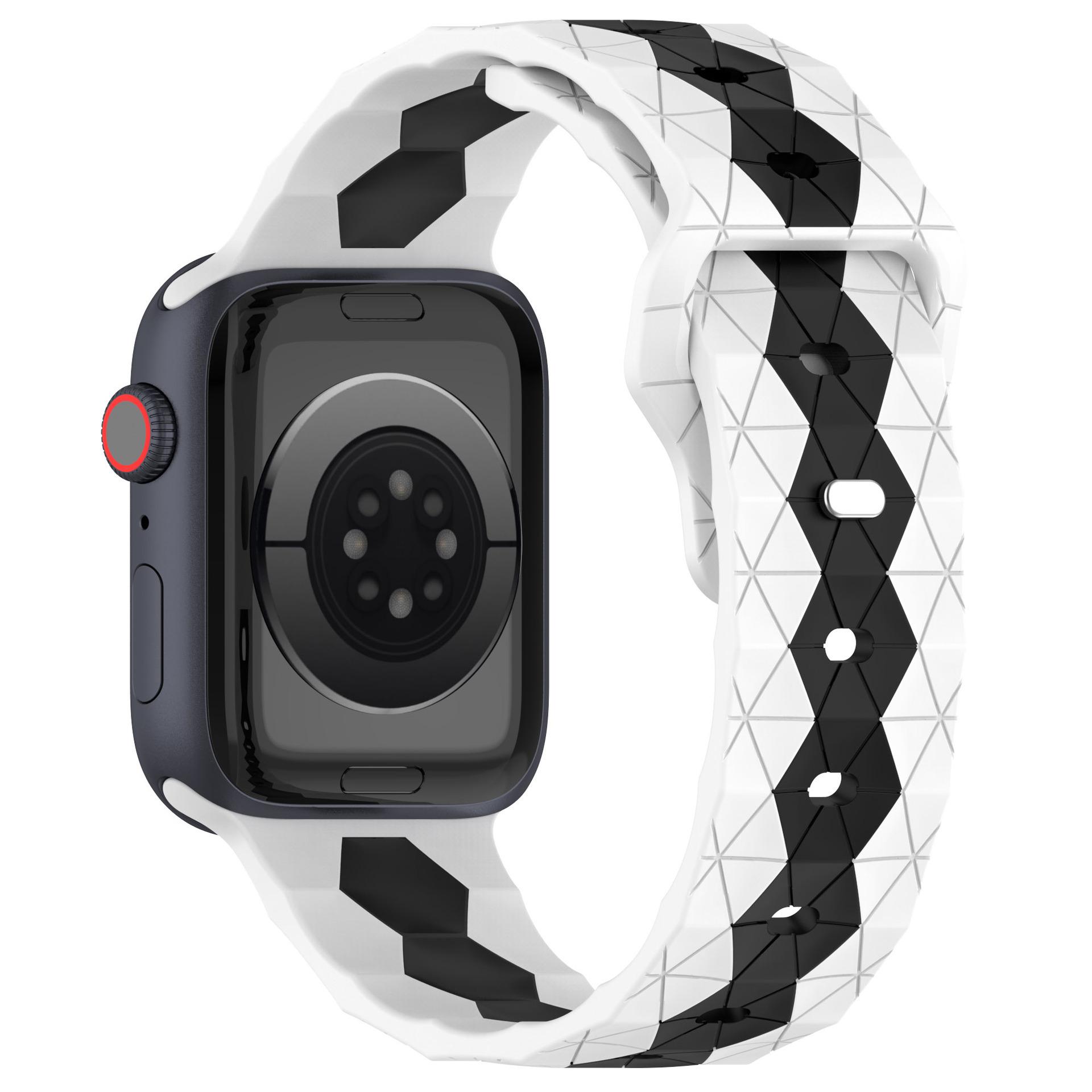 

KALEBOL Football Pattern Silicone Strap for Apple Watch Series 10 9 8 7 SE 6 5 4 3 2 1 42mm 41mm 40mm 38mm Watch Band White Black