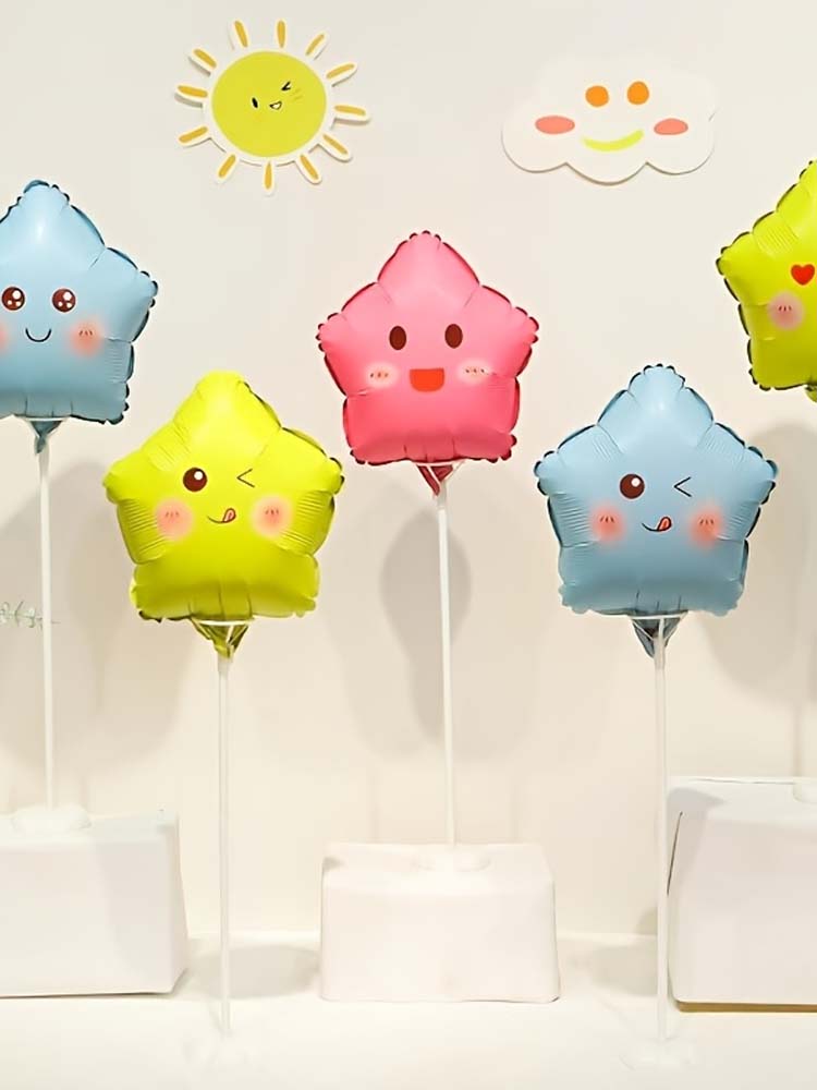 36 Cute Emoticon Star Balloons, 9.84in, Wear-resistant Aluminum Film, Suitable for Festivals, Injecting Joy Into Parties