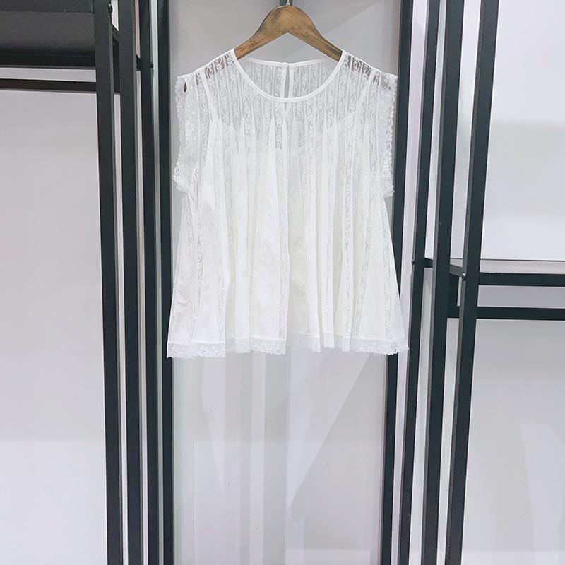 Exquisite Spring/Summer 2026 French Niche Doll Collar Lace Patchwork Loose Pullover Medium