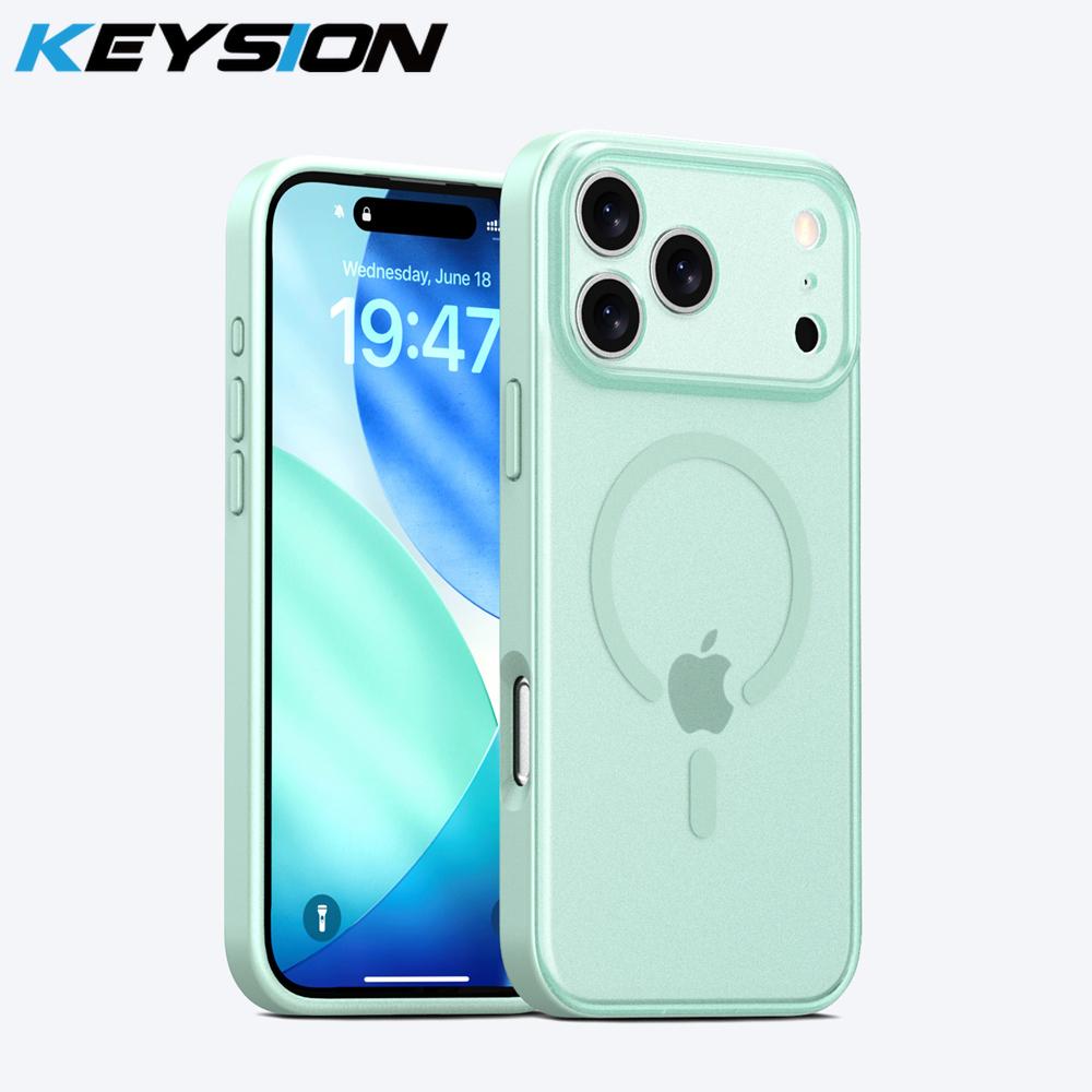 KEYSION Magnetic Matte Transparent Case for MagSafe for iPhone 17 Pro Max Silicone+PC Shockproof Wireless Charging Phone Cover
