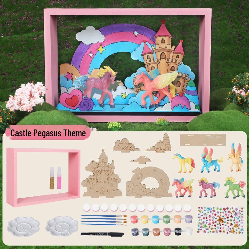 

Unicorn Castle 3D Puzzle and Coloring Frame Set
