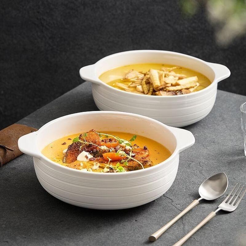 777 Ceramic Double-Handle Soup Basin