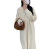 Autumn and winter retro loose lazy style knitted dress women's solid color medium and long sweater skirt casual