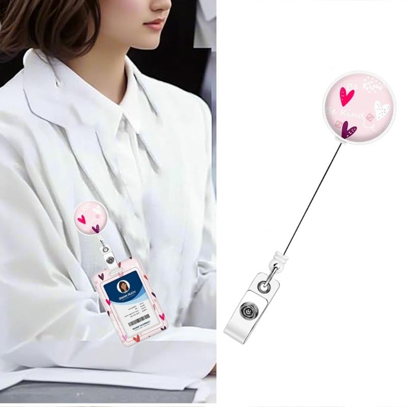 Card Holder with Detachable Neck Lanyard Retractable Badge Holder Card Protectors and Neck Strap Set for Office School