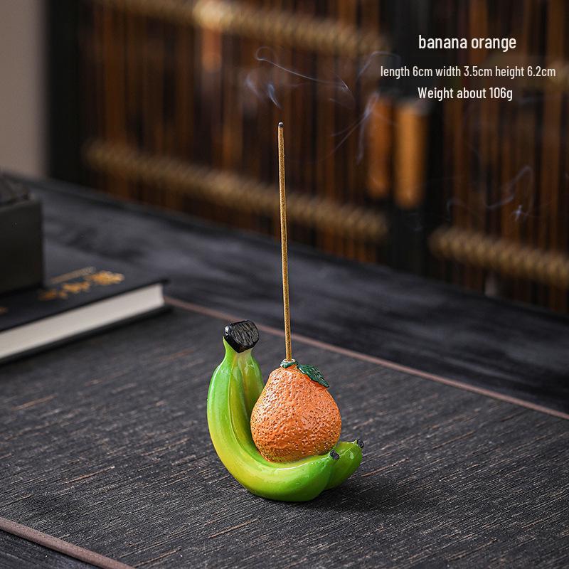 New Creative Ceramic Incense Burner: Lychee Resin Fruit Design with Sandalwood Aroma for Home Decor.