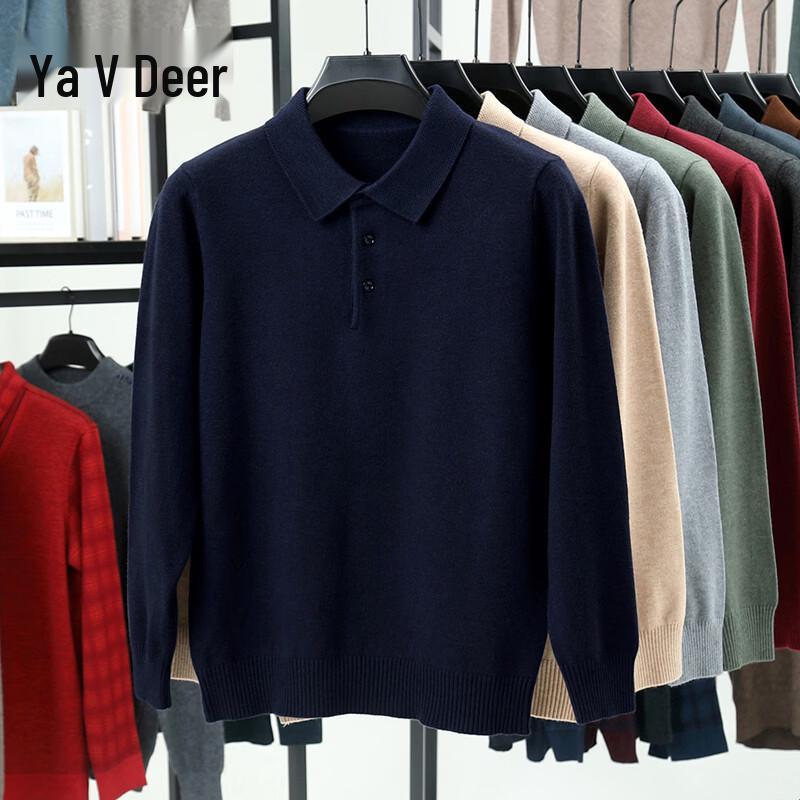 Yalu Men's Casual Long-Sleeve Knitted Polo Shirt