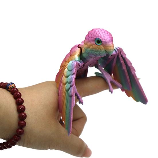 3D Printed Flexible Parrot Model Articulated Bird Figurine with Wing And Movable Joint Collectible Animal Ornaments for Home Office