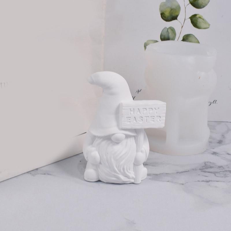 PåskeNisse Resinform 3D Ansiktsløs Gammel Mann Stearinlysform DIY Dverg Såpehåndverk Påske Vårfestrekvisita