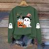 Dame Moteable Casual Langermet Halloween Trykket Rundhals Topp