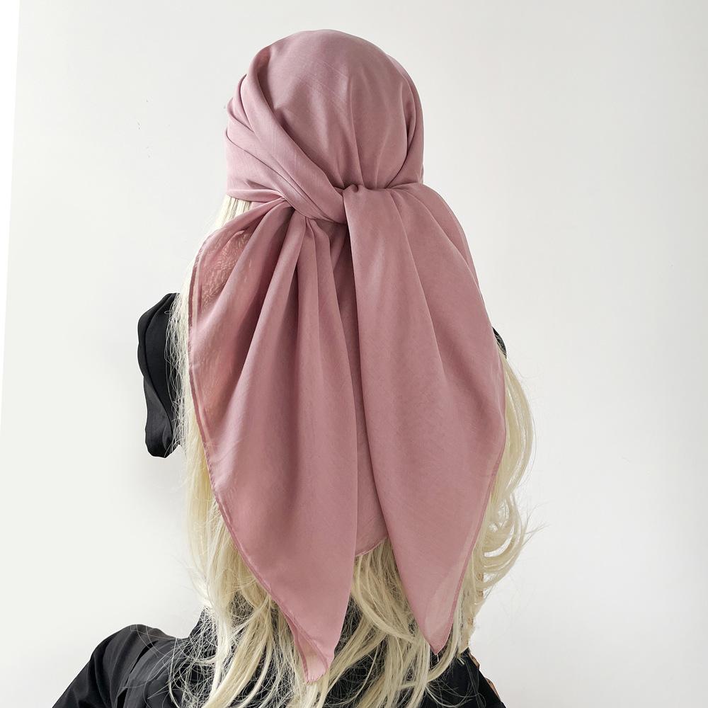 Eșarfă nouă, versatilă, la modă, eșarfă pătrată mare, eșarfă de culoare solidă, eșarfă din satin de mătase simulată pentru femei