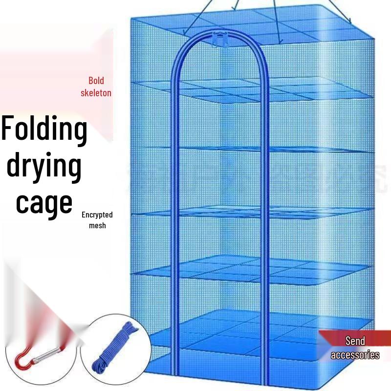 Großes faltbares Trockennetzgestell mit großmaschigem Netz für Fisch, Fleisch, Gemüse und Trockenwaren