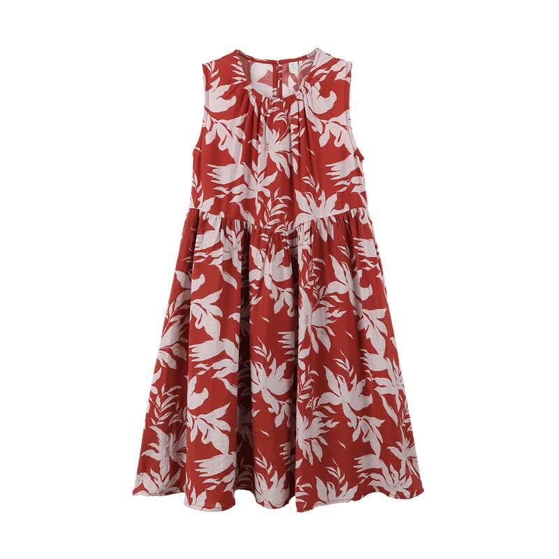 Girls' Summer Floral Print A-line Dress