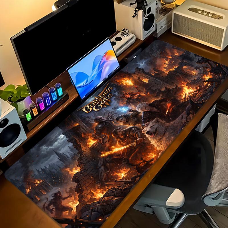 Bg3 Large Gaming Table Cushion Non-slip Laptop Tablet Big Mousepad XXL Mat Mini PC Playmat With Lock edge