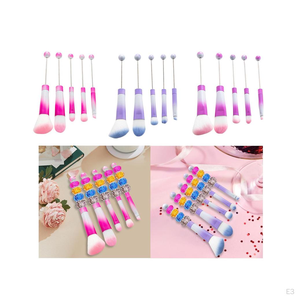 5 Pieces Beaded Eyeshadow Brush Make Up Tool Kits DIY Foundation Angled Beauty for