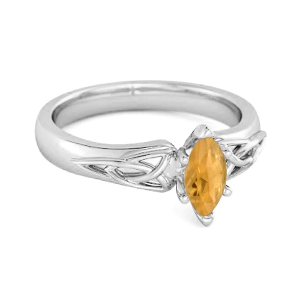 Celtic Citrine Ring 925 Sterling Silver Trinity Knot Band Ring