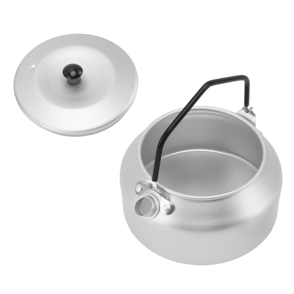 Camping-Kessel Leichtgewichtige Aluminiumlegierung Tragbarer Camping-Teekessel Kaffeekanne für Outdoor-Grill Silber