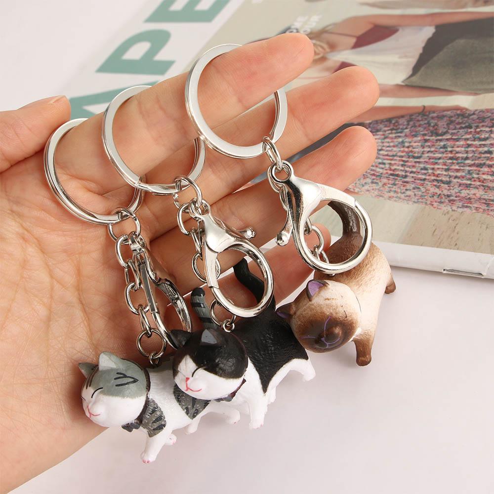 Zinc Zinc Alloy Japanese Cat Cute Car Keychain Bag Hanging Pendant Kitten Key Chain Cat Keyring