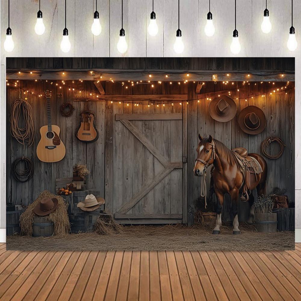 Rustic Western Cowboy Party Backdrop Brown Pink Planks Farm Cow Birthday Party Decoration Banner Photobooth Shooting Backgrounds
