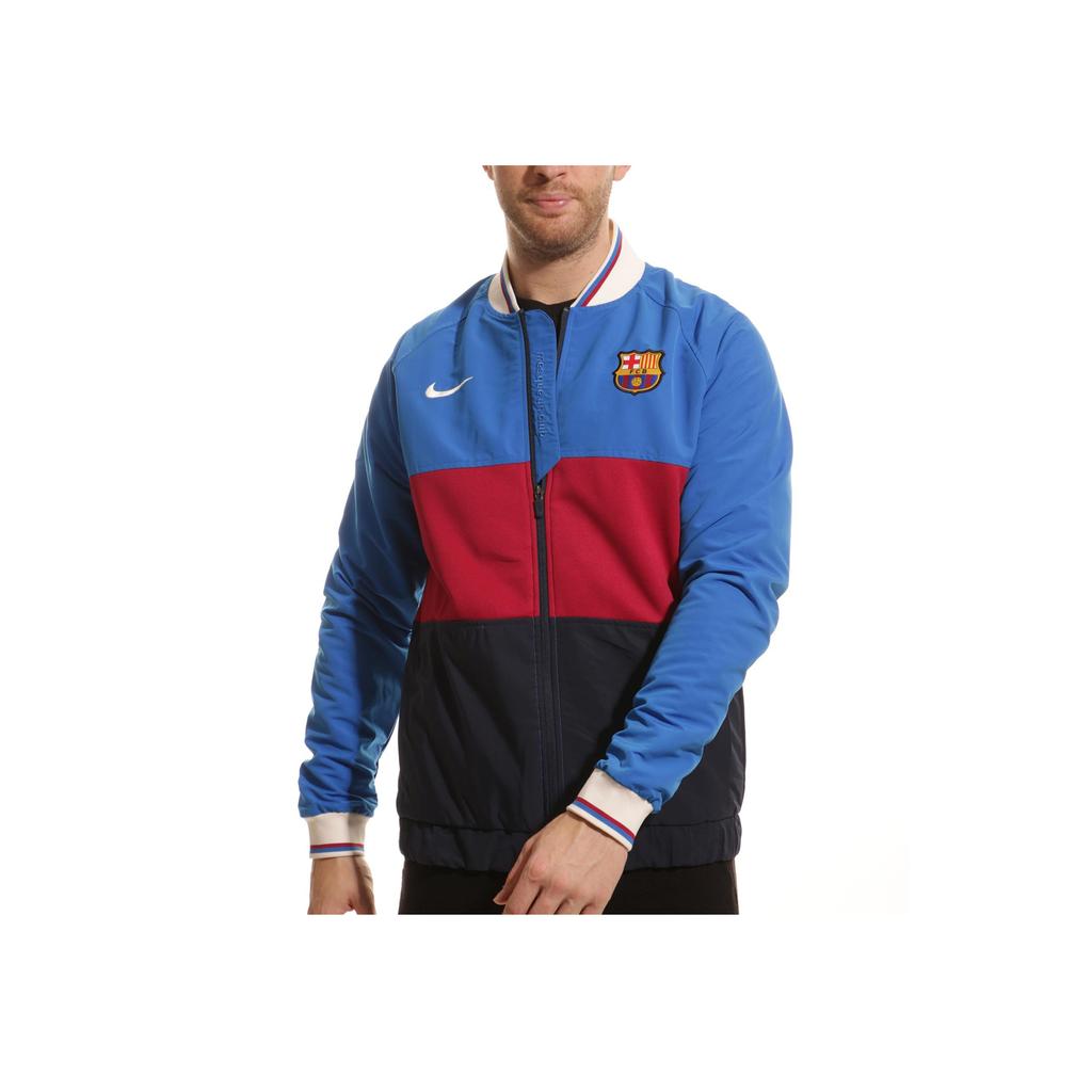 Nike Colorblock Logo Print Zip-Up Long Sleeve Jacket Men Outerwear Red Blue CV9914-427