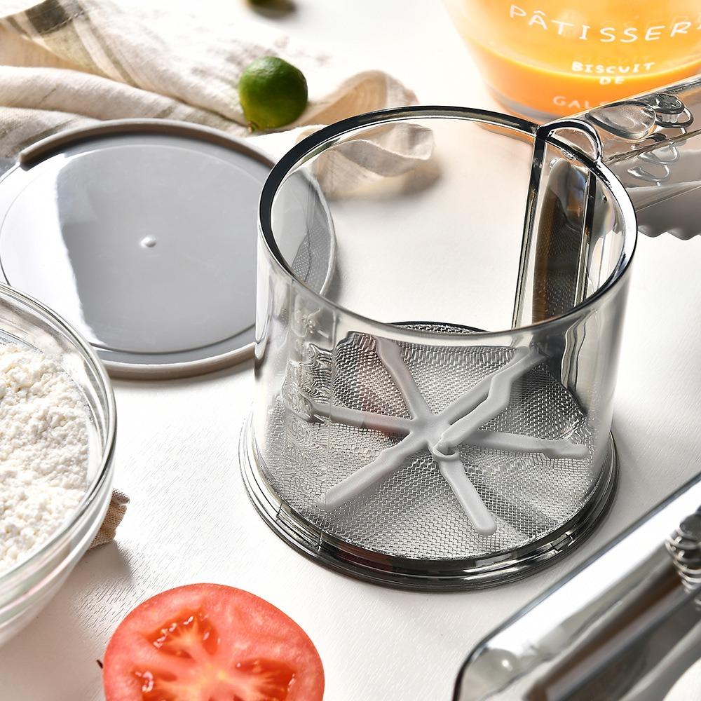Handheld Flour Sifter with Scale Flour Filter Portable Semi-automatic Flour Sieve Cocoa Powder