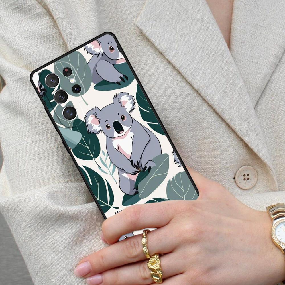 Koala and Eucalyptus Bumper Cell Phone Case for Samsung Galaxy S26 Ultra S25 S24 S23 S22 S21 S20 Note10 Cover
