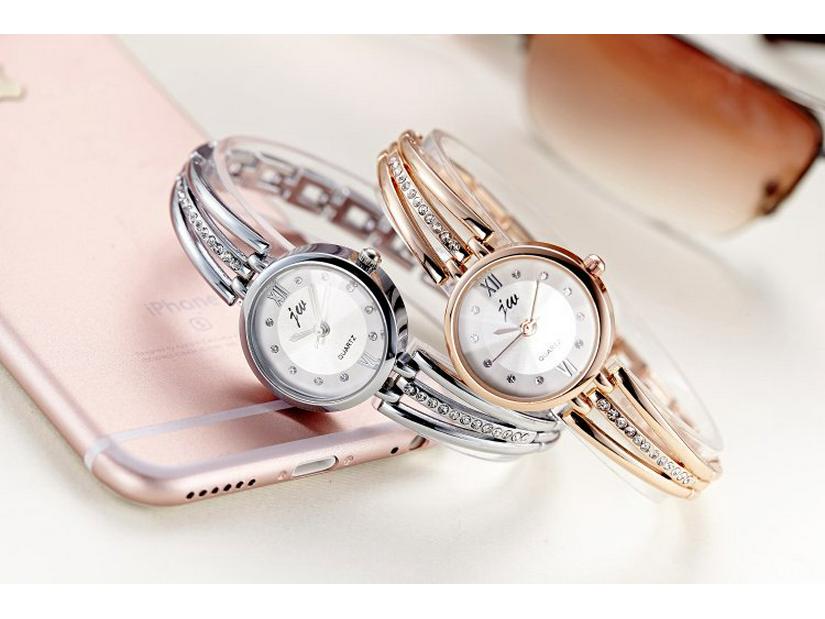 Echte Damen Strass Stahlband Runde Uhr - Koreanischer Stil Studentenmode