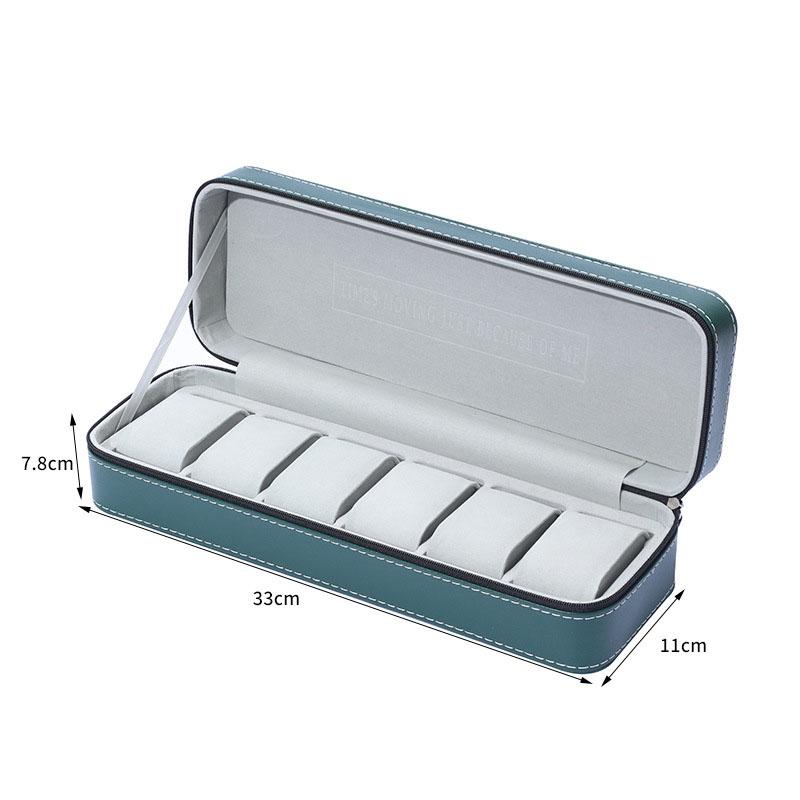 Delesys Pu Leather Zipper Watch Storage Box Multiple Slots Watch Case For Gift Moistureproof Accessory Box