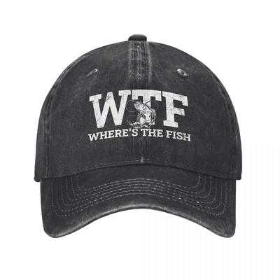 Where Is The Fish WTF Baseball Caps Distressed Denim Snapback Hat Fishing Anglers Fisherman Outdoor Running Gift