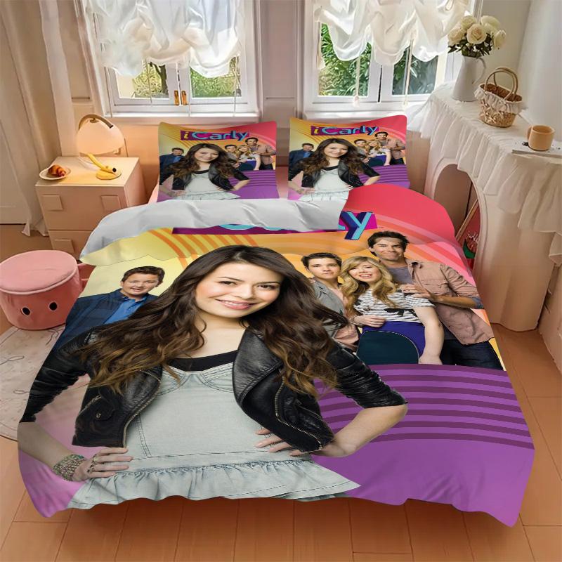 Icarly Show Bedding 3 Piece Set HD Print Duvet Cover Pillowcases for Teens Adult Bedroom Decoration Christmas Gift