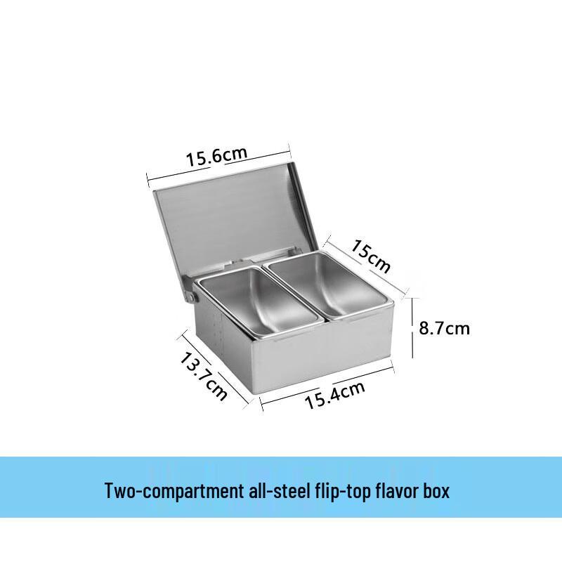 Zhongji Stainless Steel 2-Compartment Flip-Lid Spice Box