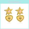 Vintage Alloy Star And Heart Dangle Earrings European American Style Jewelry