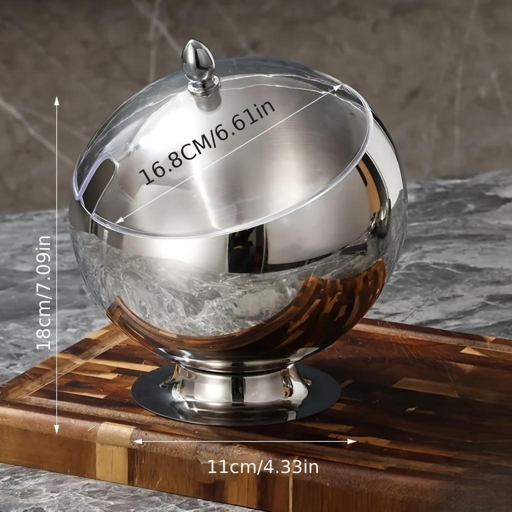 

Stainless Steel Condiment Bowl with Airtight Lid Slanted Design Spice Container for Kitchen Restaurant Home Use